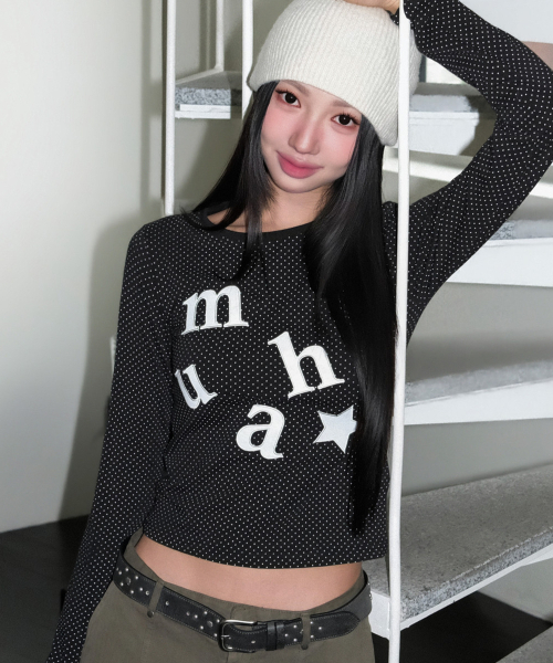 muahmuah（ムーアムーア）の「ドットパッチロゴ 長袖Tシャツ [ブラック]（Tシャツ/カットソー・レディース・その他・FREE）」の15枚目の写真