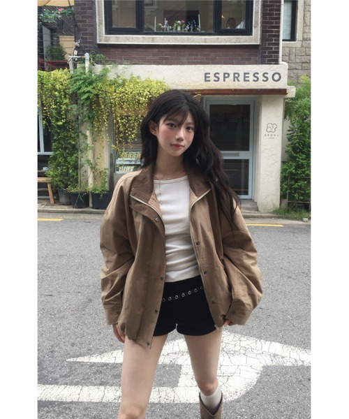 modimood(モディムード)の「ハーフネック2WAYナイトジャンパー(ブルゾン・レディース・ベージュ・FREE)」の20枚目の写真