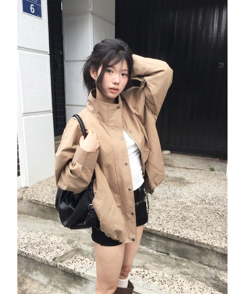modimood(モディムード)の「ハーフネック2WAYナイトジャンパー(ブルゾン・レディース・ベージュ・FREE)」の13枚目の写真