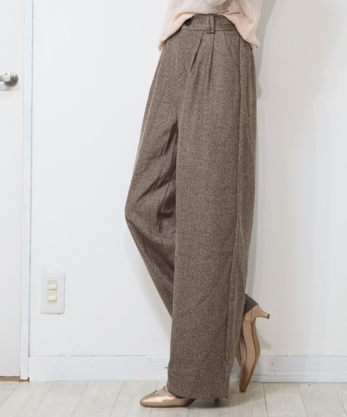 DISKEEN SURE(ディスキーンシュアー)の「クラシカルで大人っぽい!ツィードタッチワイドロングパンツ(その他パンツ・レディース・モカ/グレー・M/L)」の2枚目の写真
