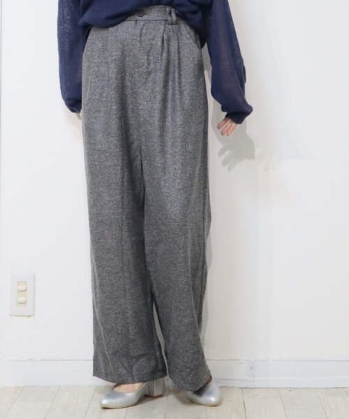 DISKEEN SURE(ディスキーンシュアー)の「クラシカルで大人っぽい!ツィードタッチワイドロングパンツ(その他パンツ・レディース・モカ/グレー・M/L)」の3枚目の写真
