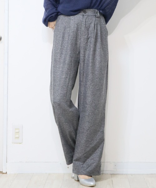 DISKEEN SURE(ディスキーンシュアー)の「クラシカルで大人っぽい!ツィードタッチワイドロングパンツ(その他パンツ・レディース・モカ/グレー・M/L)」の4枚目の写真