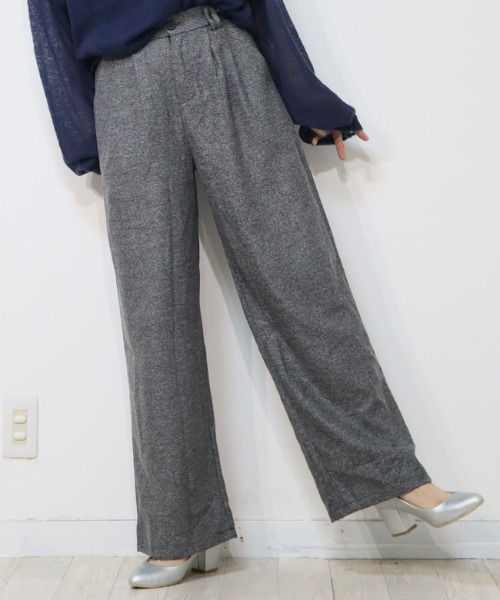 DISKEEN SURE(ディスキーンシュアー)の「クラシカルで大人っぽい!ツィードタッチワイドロングパンツ(その他パンツ・レディース・モカ/グレー・M/L)」の5枚目の写真
