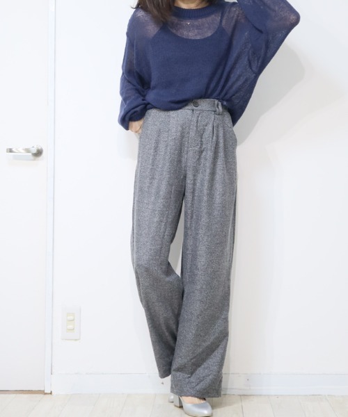 DISKEEN SURE(ディスキーンシュアー)の「クラシカルで大人っぽい!ツィードタッチワイドロングパンツ(その他パンツ・レディース・モカ/グレー・M/L)」の6枚目の写真