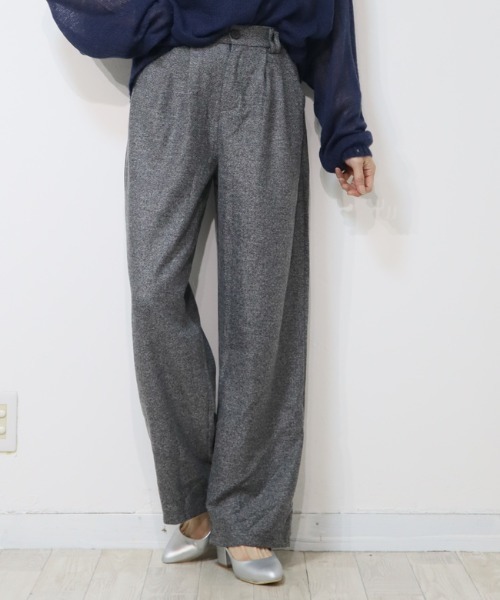 DISKEEN SURE(ディスキーンシュアー)の「クラシカルで大人っぽい!ツィードタッチワイドロングパンツ(その他パンツ・レディース・モカ/グレー・M/L)」の7枚目の写真