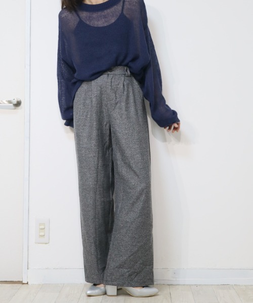DISKEEN SURE(ディスキーンシュアー)の「クラシカルで大人っぽい!ツィードタッチワイドロングパンツ(その他パンツ・レディース・モカ/グレー・M/L)」の10枚目の写真