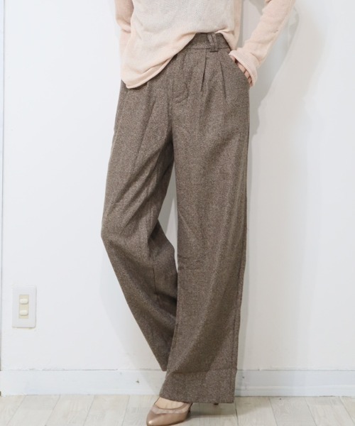 DISKEEN SURE(ディスキーンシュアー)の「クラシカルで大人っぽい!ツィードタッチワイドロングパンツ(その他パンツ・レディース・モカ/グレー・M/L)」の11枚目の写真