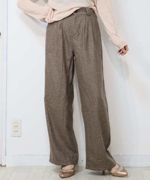 DISKEEN SURE(ディスキーンシュアー)の「クラシカルで大人っぽい!ツィードタッチワイドロングパンツ(その他パンツ・レディース・モカ/グレー・M/L)」の13枚目の写真