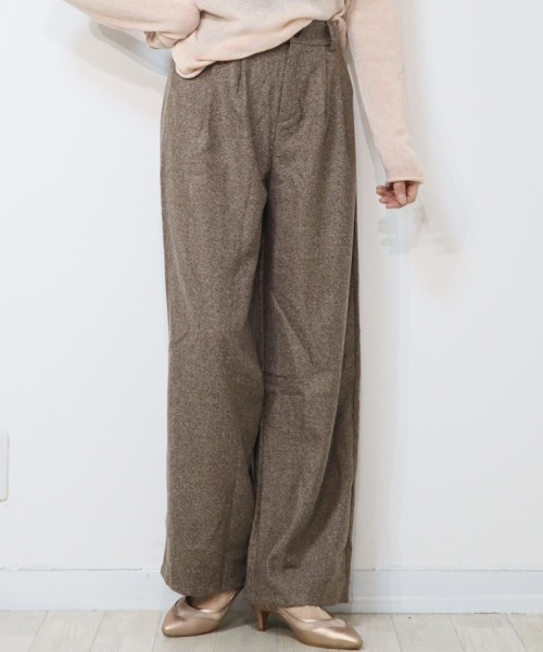 DISKEEN SURE(ディスキーンシュアー)の「クラシカルで大人っぽい!ツィードタッチワイドロングパンツ(その他パンツ・レディース・モカ/グレー・M/L)」の14枚目の写真