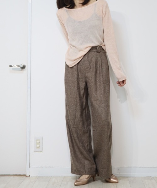 DISKEEN SURE(ディスキーンシュアー)の「クラシカルで大人っぽい!ツィードタッチワイドロングパンツ(その他パンツ・レディース・モカ/グレー・M/L)」の16枚目の写真