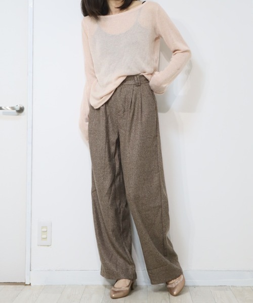 DISKEEN SURE(ディスキーンシュアー)の「クラシカルで大人っぽい!ツィードタッチワイドロングパンツ(その他パンツ・レディース・モカ/グレー・M/L)」の18枚目の写真
