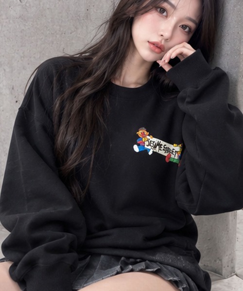GLAMOROUS JANE(グラマラスジェーン)の「SESAME STREETバックプリントオーバーサイズトレーナー(スウェット・レディース・グリーン/杢グレー/ブラック・FREE)」の4枚目の写真