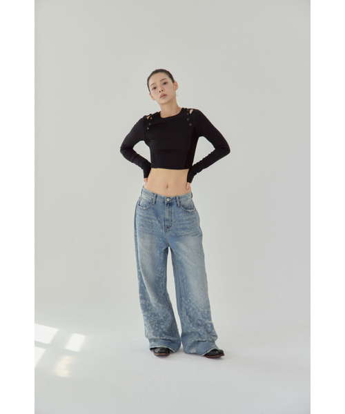 NO EXTRA TOUCH（ノー・エクストラ・タッチ）の「ジャガードダメージデニム / 25FWPT003BL（デニムパンツ・レディース・その他・SMALL/MEDIUM/LARGE）」の7枚目の写真