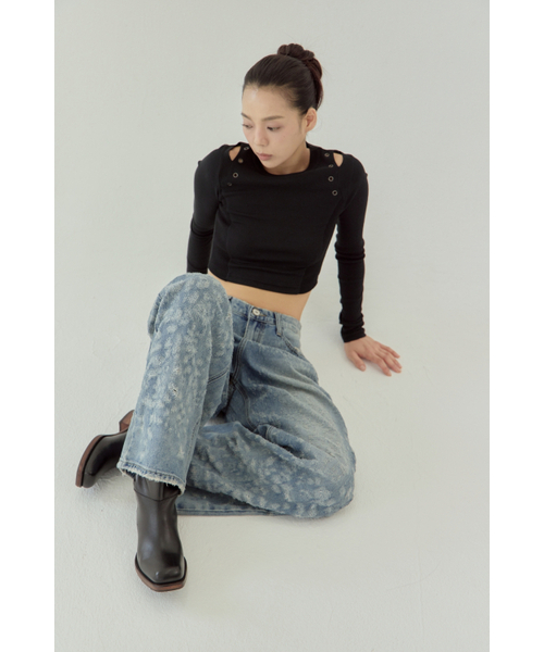 NO EXTRA TOUCH（ノー・エクストラ・タッチ）の「ジャガードダメージデニム / 25FWPT003BL（デニムパンツ・レディース・その他・SMALL/MEDIUM/LARGE）」の11枚目の写真