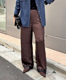 裾レースサテンパンツ