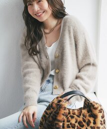 ヘアリーウールカシミヤ混メタルボタンカーディガン