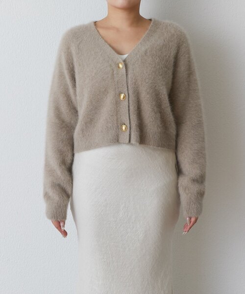 La boutique BonBon（ラブティックボンボン）の「ヘアリーウールカシミヤ混メタルボタンカーディガン（ニット/セーター・レディース・モカ/ピンク/オフホワイト・FREE）」の22枚目の写真
