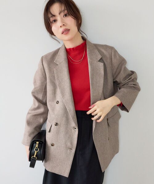 le.coeur blanc（ルクールブラン）の「ミックスメランジダブルブレストジャケット（その他アウター・レディース・ベージュ/グレー・36/38）」の4枚目の写真