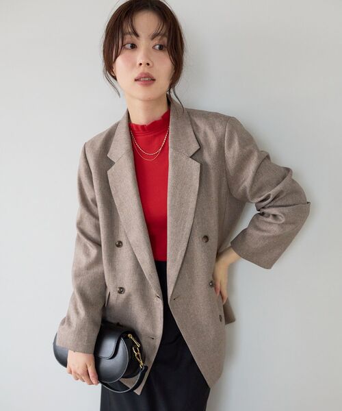 le.coeur blanc（ルクールブラン）の「ミックスメランジダブルブレストジャケット（その他アウター・レディース・ベージュ/グレー・36/38）」の5枚目の写真