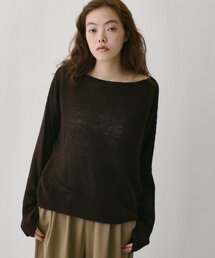 2WAYモヘアタッチルーズメッシュニットプルオーバー