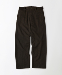 WOOL HERRINGBONE OFFICER TROUSERS_D.BROWN