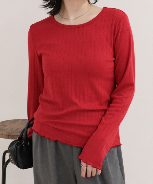 fredy emue(フレディエミュ)の「パターンメッシュプルオーバーカットソー(Tシャツ/カットソー・レディース・ホワイト系その他/レッド/ネイビー・38)」の3枚目の写真