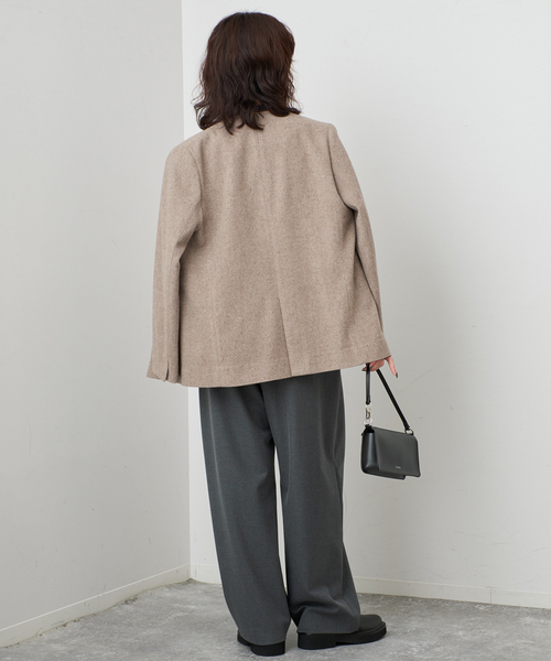 SLOBE IENA(スローブイエナ)の「セミツイードノーカラージャケット(ノーカラージャケット・レディース・ベージュ/ブラック・FREE)」の14枚目の写真
