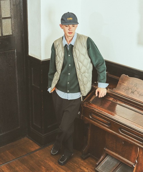 TAION(タイオン)の「【TAION(タイオン)】別注MILITARY CREW NECK BUTTON DOWN JKT(ダウンベスト・メンズ・グリーン/ブラック・MEDIUM/LARGE)」の8枚目の写真