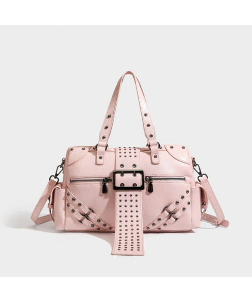 LA MODE MAQI(ラモードマキ)の「高品質スタッズバックルボストンバッグ(ボストンバッグ・レディース・ブラック/ピンク/アイボリー・FREE)」の3枚目の写真