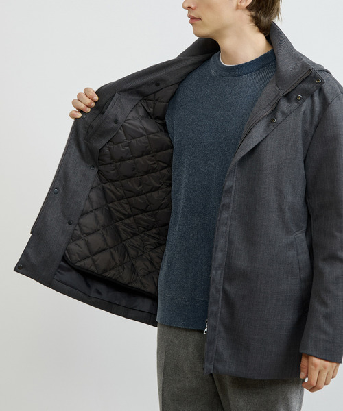 MEN'S MELROSE（メンズメルローズ）の「TWシャークスキンボンディングフーデットブルゾン ｜防風 / 保温（ブルゾン・メンズ・グレー/ブラック・5/4/3/2）」の17枚目の写真