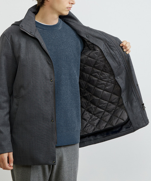 MEN'S MELROSE（メンズメルローズ）の「TWシャークスキンボンディングフーデットブルゾン ｜防風 / 保温（ブルゾン・メンズ・グレー/ブラック・5/4/3/2）」の18枚目の写真