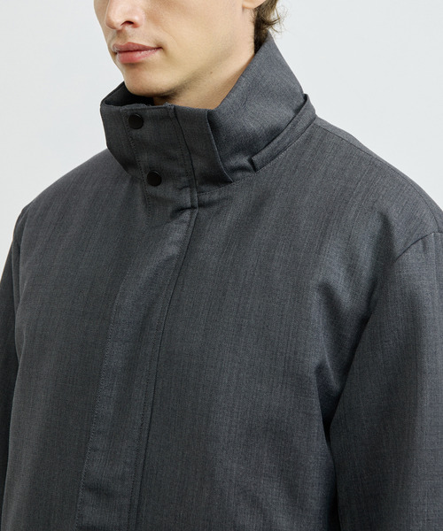MEN'S MELROSE（メンズメルローズ）の「TWシャークスキンボンディングフーデットブルゾン ｜防風 / 保温（ブルゾン・メンズ・グレー/ブラック・5/4/3/2）」の19枚目の写真