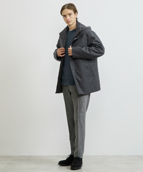 MEN'S MELROSE（メンズメルローズ）の「TWシャークスキンボンディングフーデットブルゾン ｜防風 / 保温（ブルゾン・メンズ・グレー/ブラック・5/4/3/2）」の12枚目の写真