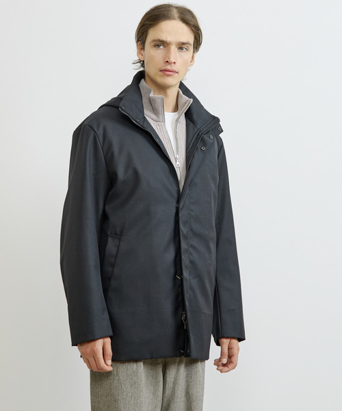 MEN'S MELROSE（メンズメルローズ）の「TWシャークスキンボンディングフーデットブルゾン ｜防風 / 保温（ブルゾン・メンズ・グレー/ブラック・5/4/3/2）」の14枚目の写真