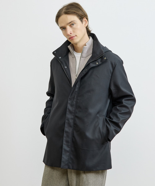 MEN'S MELROSE（メンズメルローズ）の「TWシャークスキンボンディングフーデットブルゾン ｜防風 / 保温（ブルゾン・メンズ・グレー/ブラック・5/4/3/2）」の15枚目の写真