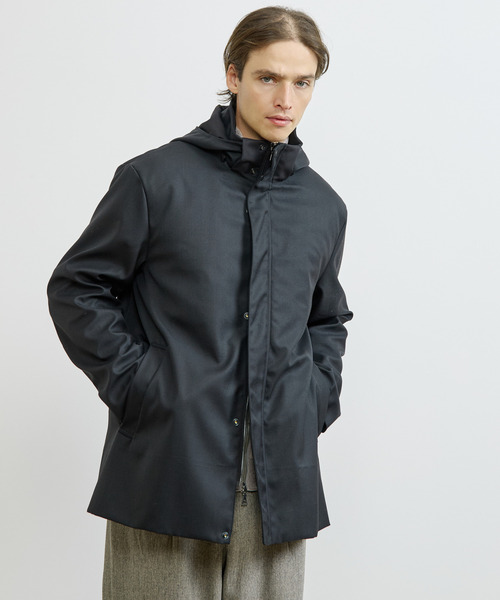 MEN'S MELROSE（メンズメルローズ）の「TWシャークスキンボンディングフーデットブルゾン ｜防風 / 保温（ブルゾン・メンズ・グレー/ブラック・5/4/3/2）」の5枚目の写真