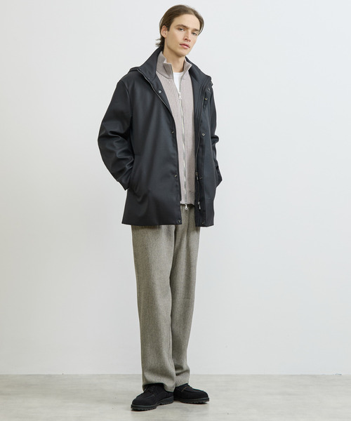 MEN'S MELROSE（メンズメルローズ）の「TWシャークスキンボンディングフーデットブルゾン ｜防風 / 保温（ブルゾン・メンズ・グレー/ブラック・5/4/3/2）」の6枚目の写真