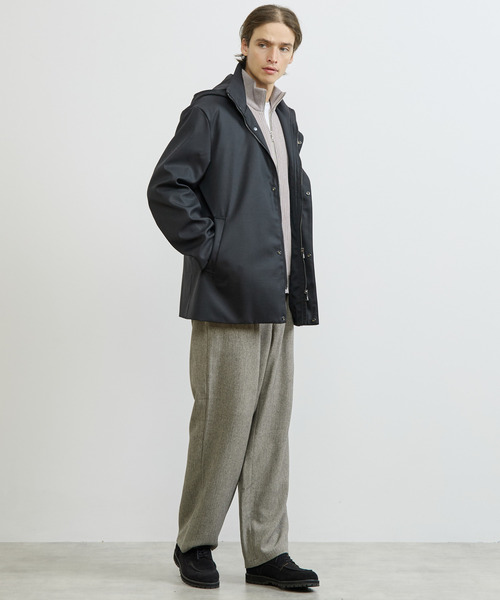 MEN'S MELROSE（メンズメルローズ）の「TWシャークスキンボンディングフーデットブルゾン ｜防風 / 保温（ブルゾン・メンズ・グレー/ブラック・5/4/3/2）」の7枚目の写真
