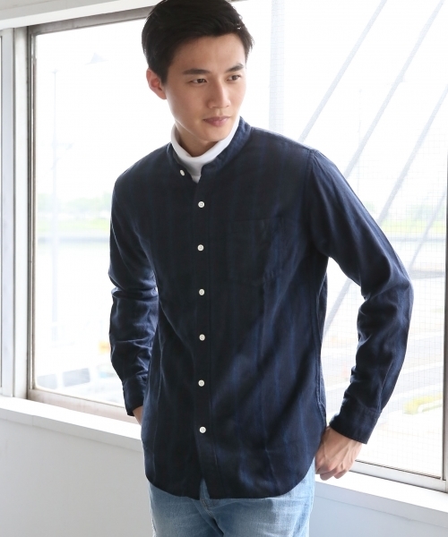 GLOBAL WORK（グローバルワーク）の「バンドカラーソフトフランネル/719673（シャツ/ブラウス・メンズ・ブラック/ネイビー/ライトパープル・SMALL/MEDIUM/X-LARGE/LARGE）」の3枚目の写真