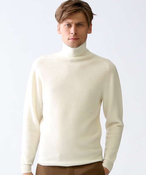 ABAHOUSE（アバハウス）の「畦リブタートルネック（ニット/セーター・メンズ・ワイン/ブラック/オフホワイト/グレー・46/44/48）」の2枚目の写真