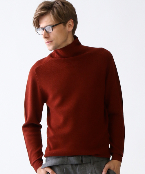 ABAHOUSE（アバハウス）の「畦リブタートルネック（ニット/セーター・メンズ・ワイン/ブラック/オフホワイト/グレー・46/44/48）」の4枚目の写真