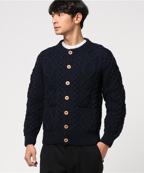 Athena Designs アテナデザイン の ケーブル編みクルーネックニットカーディガン カーディガン ボレロ Wear