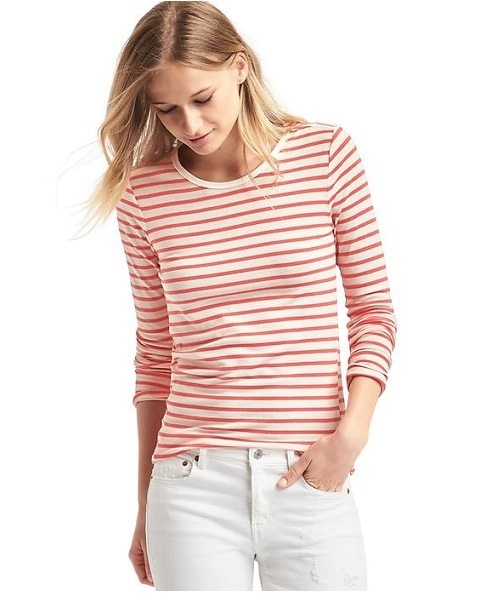 GAP（ギャップ）の「Gap 長袖ソフトストライプTシャツ（Tシャツ/カットソー・レディース・マルチ/オレンジ/ブルー・XXS/XS/L/S/M）」の3枚目の写真