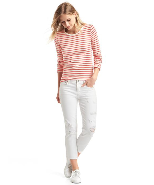 GAP（ギャップ）の「Gap 長袖ソフトストライプTシャツ（Tシャツ/カットソー・レディース・マルチ/オレンジ/ブルー・XXS/XS/L/S/M）」の7枚目の写真