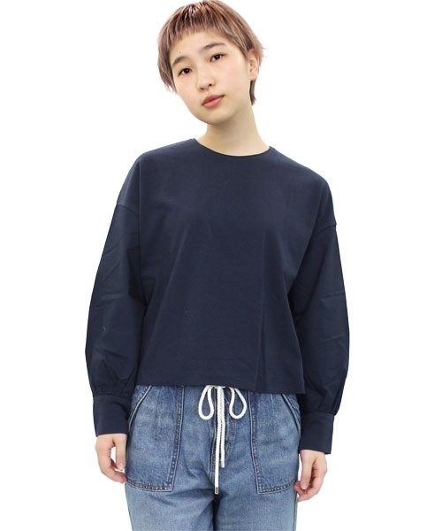 RNA（アールエヌエー）の「M0627 ドロップショルダーコンビTシャツ（Tシャツ/カットソー・レディース・ネイビー/ブラック/ホワイト・MEDIUM）」の5枚目の写真