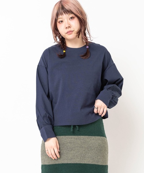 RNA（アールエヌエー）の「M0627 ドロップショルダーコンビTシャツ（Tシャツ/カットソー・レディース・ネイビー/ブラック/ホワイト・MEDIUM）」の14枚目の写真