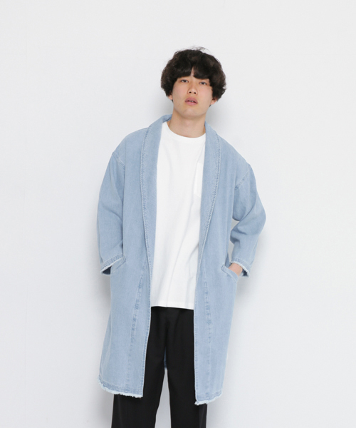 SENSE OF PLACE by URBAN RESEARCH（センスオブプレイスバイアーバンリサーチ）の「デニムガウン(7分袖)（その他アウター・メンズ・ライトインディゴブルー・MEDIUM/LARGE）」の2枚目の写真