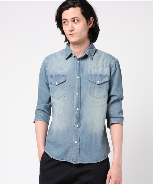 JACKROSE（ジャックローズ）の「7分袖デニムウエスタンシャツ6.5OS（シャツ/ブラウス・メンズ・インディゴブルー/ブルー系その他・L/M/XL）」の2枚目の写真