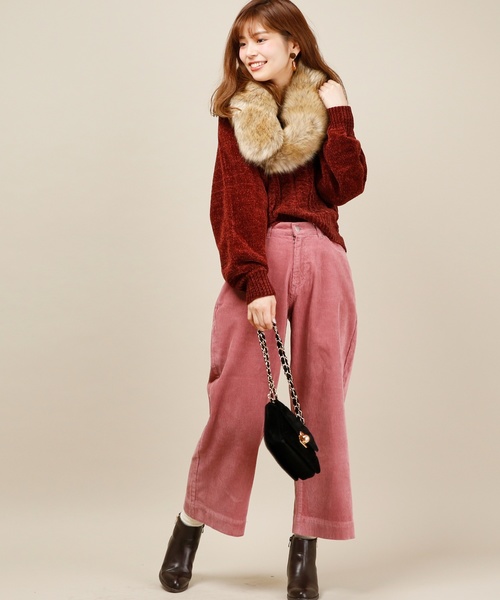 natural couture（ナチュラルクチュール）の「コール天ワイドパンツ（その他パンツ・レディース・ブラウン/ピンク/キャメル・FREE）」の6枚目の写真