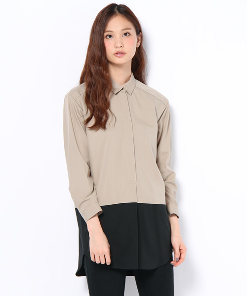BEAUTY&YOUTH UNITED ARROWS(ビューティーアンドユースユナイテッドアローズ)の「BY バイカラーチュニックシャツ ◆(シャツ/ブラウス・レディース・ベージュ/オリーブ・フリー)」の2枚目の写真